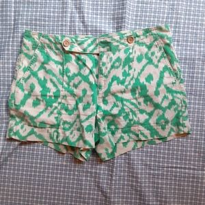 LOFT turquoise & white pattern shorts size 4